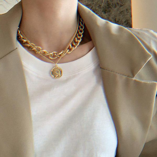 kpop vintage neckalce 2021 trendy head double pendant necklaces personality hip hop choker short clavicle chain women jewelry, Silver
kpop vintage neckalce 2021 trendy head double pendant necklaces personality hip hop choker short clavicle chain women jewelry, Silver