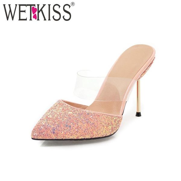 slippers big size 43 ladies wedding shoes pointy toe mules woman bling thin high heel slides female fashion, Black
slippers big size 43 ladies wedding shoes pointy toe mules woman bling thin high heel slides female fashion, Black
