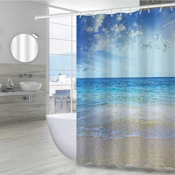 ocean shower liner 72" w x 96" l, wavy crystal sea and bright sky with clouds at the sandy beach be grateful to nature theme 
ocean shower liner 72" w x 96" l, wavy crystal sea and bright sky with clouds at the sandy beach be grateful to nature theme