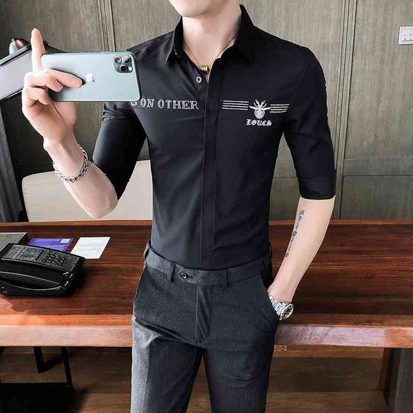 summer shirts men short sleeve casual shirt slim fit streetwear shirts social party nightclub camisa masculina 210527, White;black
summer shirts men short sleeve casual shirt slim fit streetwear shirts social party nightclub camisa masculina 210527, White;black