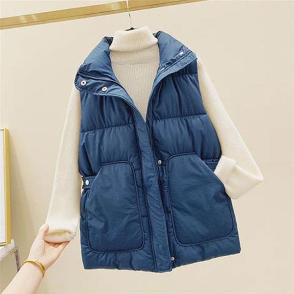 women's vests 2021 fashion stand collar autumn winter women short cotton waistcoat waistband slim sleeveless coat warm vest, Black;white
women's vests 2021 fashion stand collar autumn winter women short cotton waistcoat waistband slim sleeveless coat warm vest, Black;white