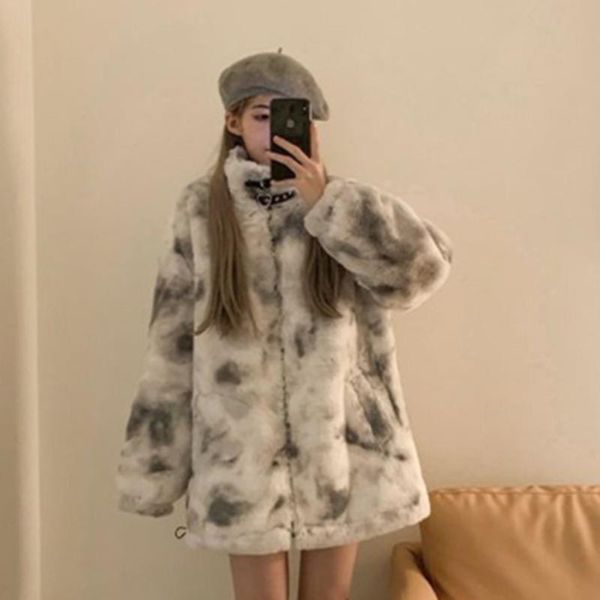 women's fur & faux hstar streetwear tie-dye jacket winter thick cotton liner plush warm coat korean harajuku fashion women clothing, Black
women's fur & faux hstar streetwear tie-dye jacket winter thick cotton liner plush warm coat korean harajuku fashion women clothing, Black