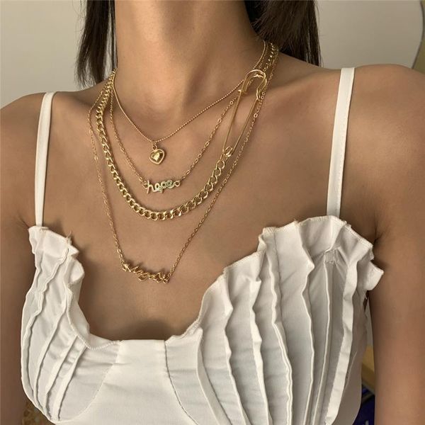chains bohemian 2 pieces/set of vintage peach heart angel letter pendant necklace hip hop punk fine chain, Silver
chains bohemian 2 pieces/set of vintage peach heart angel letter pendant necklace hip hop punk fine chain, Silver
