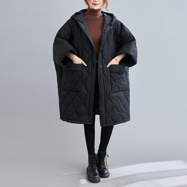 johnature women casual black hooded parkas button coats loose 2021 autumn winter large size clothes warm women's down
johnature women casual black hooded parkas button coats loose 2021 autumn winter large size clothes warm women's down