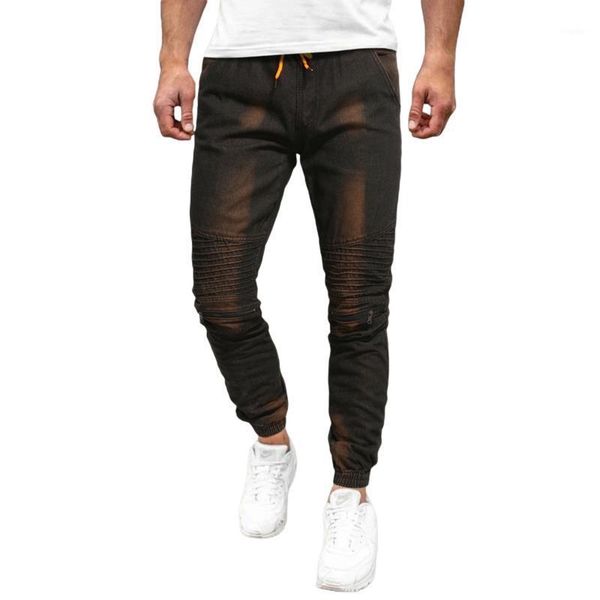 men's jeans simple casual multi lace up pleated toe binding design pencil black blue causal pants
men's jeans simple casual multi lace up pleated toe binding design pencil black blue causal pants