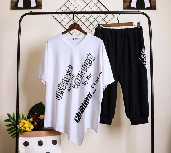 summer plus size casual cotton letter two piece set fashion o-neck irregular pullover elastic waistr calf-length pants dress, White
summer plus size casual cotton letter two piece set fashion o-neck irregular pullover elastic waistr calf-length pants dress, White