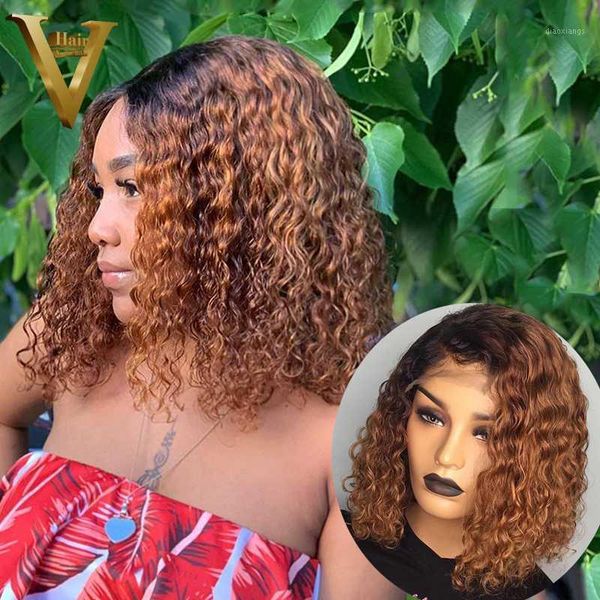 30 ombre human hair wig honey blonde short curly bob 13x6 lace front wigs for women pre plucked remy 1501, Black;brown
30 ombre human hair wig honey blonde short curly bob 13x6 lace front wigs for women pre plucked remy 1501, Black;brown