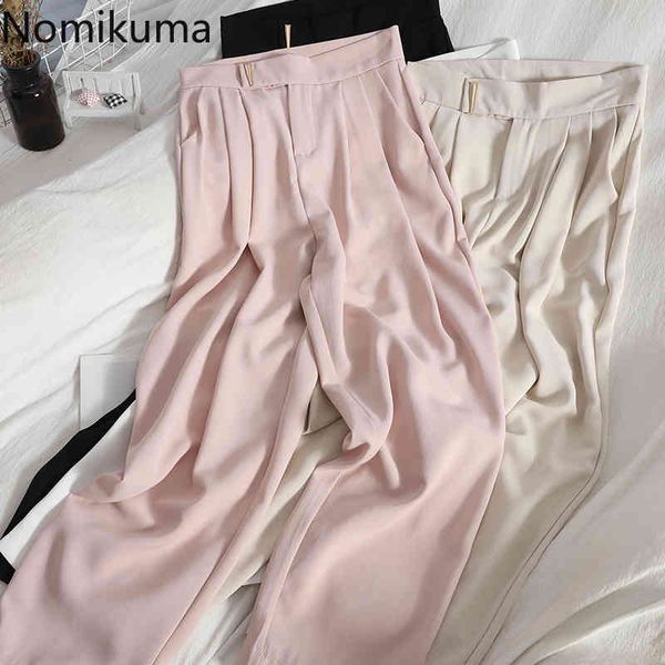 nomikuma korean style elegant wide leg suit pants women solid color casual loose trousers office ladies high waist pantalones 210514, Black;white
nomikuma korean style elegant wide leg suit pants women solid color casual loose trousers office ladies high waist pantalones 210514, Black;white