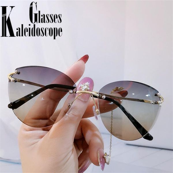 women cat eye sunglasses 2021 fashion vintage rimless sun glasses brand designer metal framless eyewear ladies uv400 mirror, White;black
women cat eye sunglasses 2021 fashion vintage rimless sun glasses brand designer metal framless eyewear ladies uv400 mirror, White;black