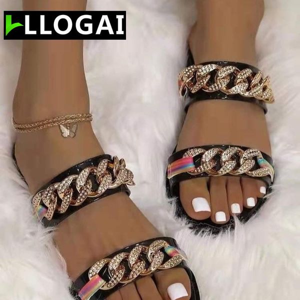 slippers metal chain summer low heel decorative women's slipper outdoor casual party beach, Black
slippers metal chain summer low heel decorative women's slipper outdoor casual party beach, Black