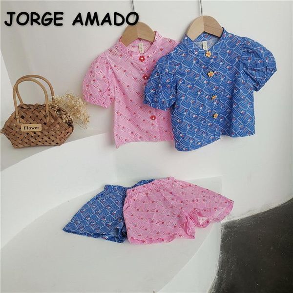 clothing sets 2021 korean style summer kids girls 2-pcs blue pink floral puff sleeves shirts+shorts cute children clothes e032, White
clothing sets 2021 korean style summer kids girls 2-pcs blue pink floral puff sleeves shirts+shorts cute children clothes e032, White