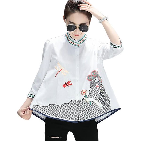 women's blouses & shirts quality summer fashion dragonfly girl cartoon embroidery women streetwear plus size babydoll irregular, White
women's blouses & shirts quality summer fashion dragonfly girl cartoon embroidery women streetwear plus size babydoll irregular, White