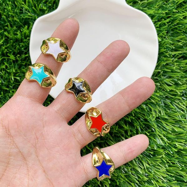 cluster rings handmade eternity promise ring enamel star cz engagement wedding jewelry for women men, Golden;silver
cluster rings handmade eternity promise ring enamel star cz engagement wedding jewelry for women men, Golden;silver