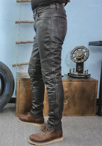 men's leather & faux motorcycle pants men do old head layer cowhide riding fall winter leisure trousers, Black
men's leather & faux motorcycle pants men do old head layer cowhide riding fall winter leisure trousers, Black