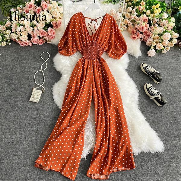 spring dot print deep womens jumpsuits v neck puff sleeve chiffon female collar wide leg playsuits women bodysuit, Black;white
spring dot print deep womens jumpsuits v neck puff sleeve chiffon female collar wide leg playsuits women bodysuit, Black;white