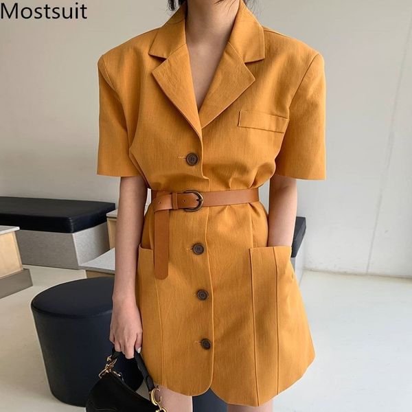 summer korean single-breasted belted blazer dress women short sleeve notched collar pockets fashion office mini vestidos 210518, Black;gray
summer korean single-breasted belted blazer dress women short sleeve notched collar pockets fashion office mini vestidos 210518, Black;gray