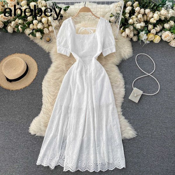 women elegant solid dress retro puff sleeve square collar a-line dresses summer korean streetwear midi long dress 210715, Black;gray
women elegant solid dress retro puff sleeve square collar a-line dresses summer korean streetwear midi long dress 210715, Black;gray