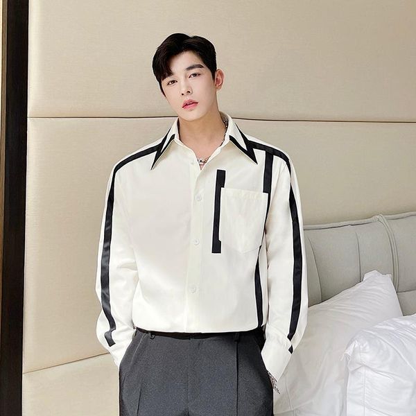 men's casual shirts chemise homme men stripe splice long sleeve loose shirt harajuku streetwear vintage for man, White;black
men's casual shirts chemise homme men stripe splice long sleeve loose shirt harajuku streetwear vintage for man, White;black