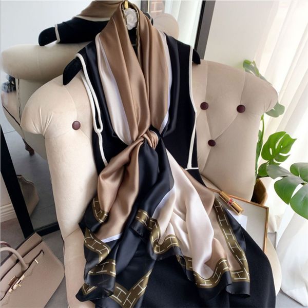 spring and summer fashion versatile new silk satin scarf style women' fashion scarf travel sun protection beach towel, Blue;gray
spring and summer fashion versatile new silk satin scarf style women' fashion scarf travel sun protection beach towel, Blue;gray