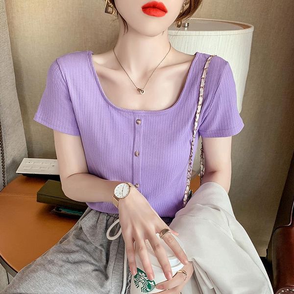 women's t-shirt short sleeve female 2021 black net red ins super fire high waist french cotton fashion, White
women's t-shirt short sleeve female 2021 black net red ins super fire high waist french cotton fashion, White