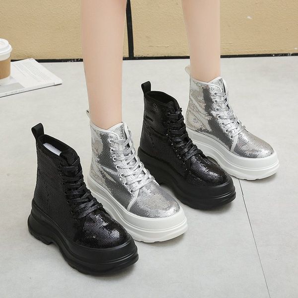 dress shoes womens ankle boots sequin decoration platform round toe 6cm heel lace up warm sneakers for woman basic 35-40 hgt3, Black
dress shoes womens ankle boots sequin decoration platform round toe 6cm heel lace up warm sneakers for woman basic 35-40 hgt3, Black
