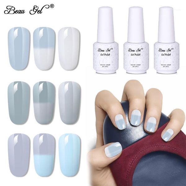 beau gel 8ml temperature color changing gray series polish thermal fur change varnish manicure uv led nail polish1, Red;pink
