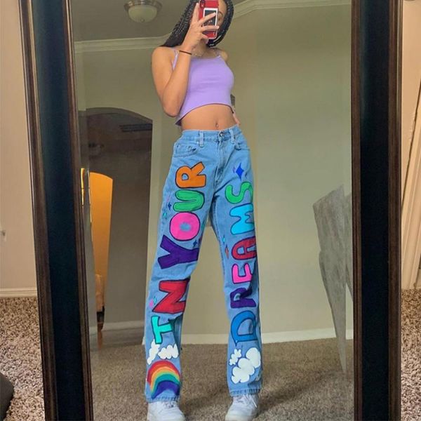 letters jeans femme taille haute contrasting rainbow woman high waist baggy y2k women vaqueros mujer cintura printed graphic jea women', Blue
letters jeans femme taille haute contrasting rainbow woman high waist baggy y2k women vaqueros mujer cintura printed graphic jea women', Blue