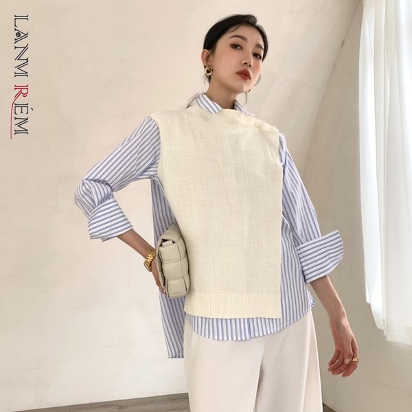 spring arrival turn-down collar streetwear stripe long-sleeved knitted patchwork blue shirt for women 2a3091 210507, White
spring arrival turn-down collar streetwear stripe long-sleeved knitted patchwork blue shirt for women 2a3091 210507, White