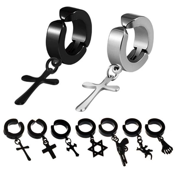 clip-on & screw back fashion stainless steel clip earrings smooth cross star pendant for women men without piercing hole ear jewelry, Silver
clip-on & screw back fashion stainless steel clip earrings smooth cross star pendant for women men without piercing hole ear jewelry, Silver