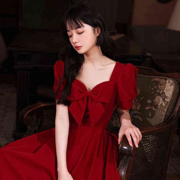 luxury prom dresses wine red toast bride 2021 back door can wear at ordinary tim temperament summer small man, Black
luxury prom dresses wine red toast bride 2021 back door can wear at ordinary tim temperament summer small man, Black