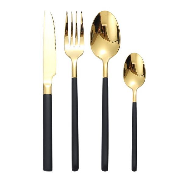 black gold stainless steel cutlery set forks knives spoon wedding western dinnerware tableware travel sets
black gold stainless steel cutlery set forks knives spoon wedding western dinnerware tableware travel sets