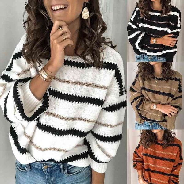 winter white knitted sweater women o-neck striped colorblock pullover long sleeve ladies knitwear causal pull femme 210603, White;black
winter white knitted sweater women o-neck striped colorblock pullover long sleeve ladies knitwear causal pull femme 210603, White;black