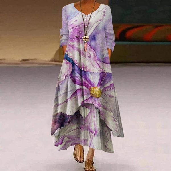 casual dresses bohemian style stitching irregular dress women's long-sleeved loose large size chiffon, Black;gray
casual dresses bohemian style stitching irregular dress women's long-sleeved loose large size chiffon, Black;gray