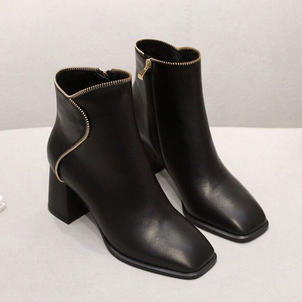 autumn and winter short boots thick heel high-quality martin boots leather casual tide all-match women's ankle boots high-heeled women&, Black
autumn and winter short boots thick heel high-quality martin boots leather casual tide all-match women's ankle boots high-heeled women&, Black