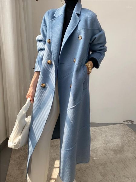 women's wool & blends loose mid length cashmere coat in autumn and winter 2021, Black
women's wool & blends loose mid length cashmere coat in autumn and winter 2021, Black