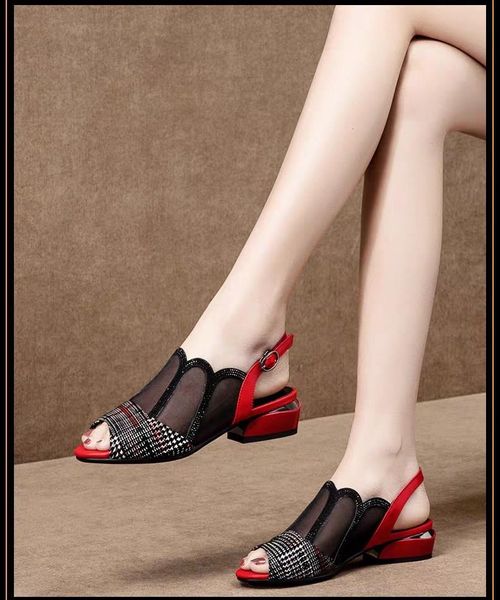 dress shoes fish mouth sandals women's thick heel fashion mesh hollow summer 2021 wild rhinestone tide, Black
dress shoes fish mouth sandals women's thick heel fashion mesh hollow summer 2021 wild rhinestone tide, Black
