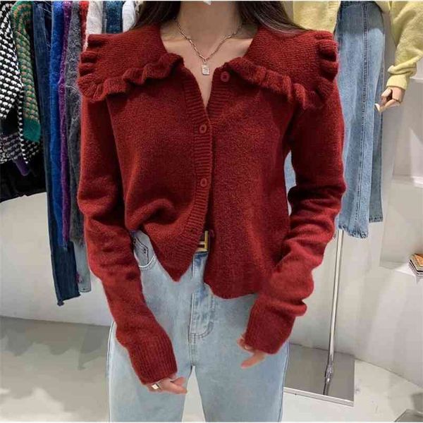 autumn and winter sweet age-reducing long-sleeved knitted cardigan female doll collar sweaterwith wooden ears 210427, White;black
autumn and winter sweet age-reducing long-sleeved knitted cardigan female doll collar sweaterwith wooden ears 210427, White;black