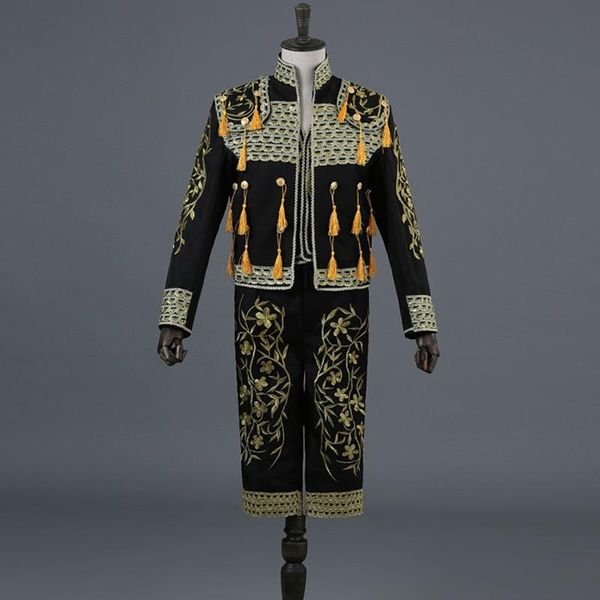 men's suits & blazers gold embroidery tassel sequin stage suit jacket+pants+vest spanish bullfighter matador outfit jacket pant cosplay, White;black
men's suits & blazers gold embroidery tassel sequin stage suit jacket+pants+vest spanish bullfighter matador outfit jacket pant cosplay, White;black