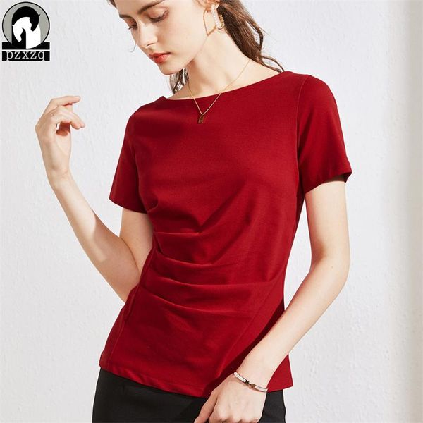 women's t-shirt short-sleeved women elegant ladies 2021 summer one-shoulder cotton slim office lady red top, White
women's t-shirt short-sleeved women elegant ladies 2021 summer one-shoulder cotton slim office lady red top, White