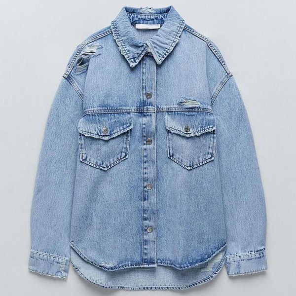 women's jackets zaahopop spring autumn women ripped denim cool jacket fashion casual loose pocket buttons blouses oversize shirt coat, Black;brown
women's jackets zaahopop spring autumn women ripped denim cool jacket fashion casual loose pocket buttons blouses oversize shirt coat, Black;brown