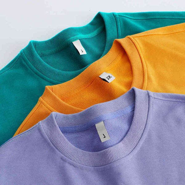 autumn 2021 men's solid color loose terry round ne men's cloth, Black