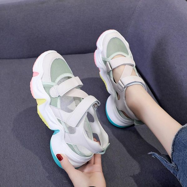 women's sandals colorful ladies vulcanized daddy shoes summer female mesh breathable hook loop pu flat platform woman, Black
women's sandals colorful ladies vulcanized daddy shoes summer female mesh breathable hook loop pu flat platform woman, Black
