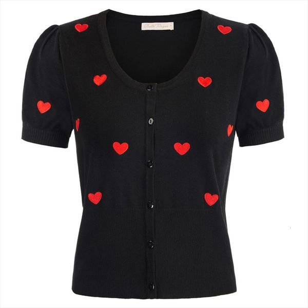 women embroided cardigan womens sweaters fashion hart pattern sweet soft ladies short sleeve u neck cropped knitwear, White;black
women embroided cardigan womens sweaters fashion hart pattern sweet soft ladies short sleeve u neck cropped knitwear, White;black