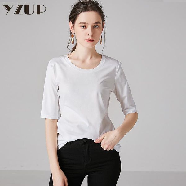 women's t-shirt 2021 autumn mercerized cotton medium sleeve round neck pure white quarter thin bottomed
women's t-shirt 2021 autumn mercerized cotton medium sleeve round neck pure white quarter thin bottomed