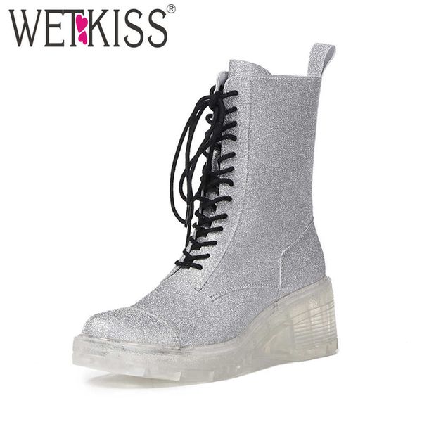 wetkiss style clear outsole booties women cross tied wedges ankle boots platform ladies transparent heel shoes woman leather 210630, Black
wetkiss style clear outsole booties women cross tied wedges ankle boots platform ladies transparent heel shoes woman leather 210630, Black