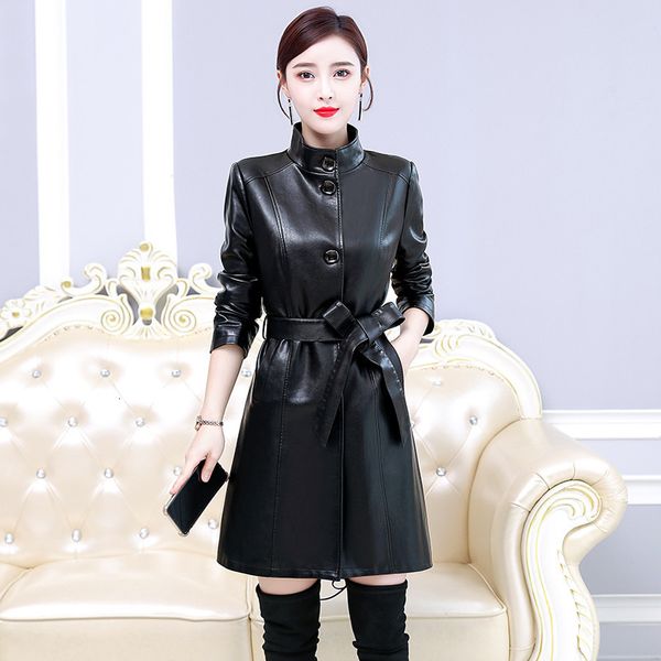 women's trench coats -7xl women leather coat spring autumn fashion elegant sheepskin jacket lacing belt loose long outerwear, Tan;black
women's trench coats -7xl women leather coat spring autumn fashion elegant sheepskin jacket lacing belt loose long outerwear, Tan;black