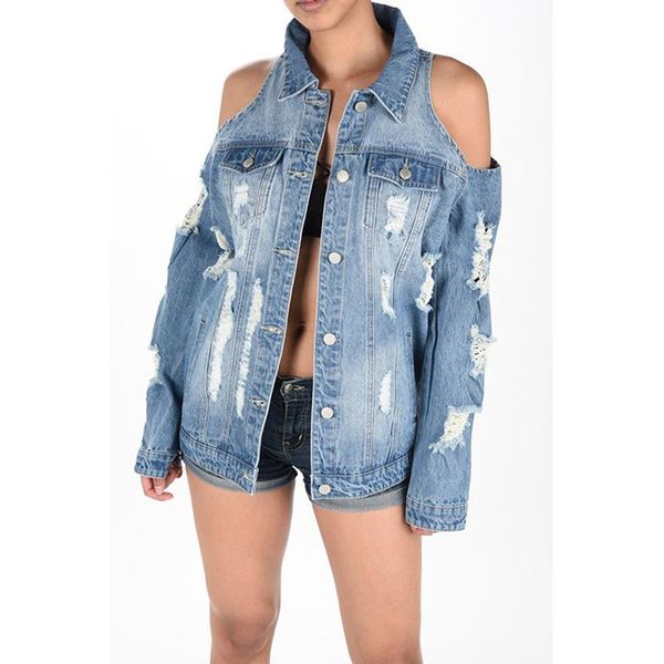women's jackets frayed denim jacket women coat autumn long sleeve female coats off shoulder jeans for 2021 button outerwear, Black;brown
women's jackets frayed denim jacket women coat autumn long sleeve female coats off shoulder jeans for 2021 button outerwear, Black;brown