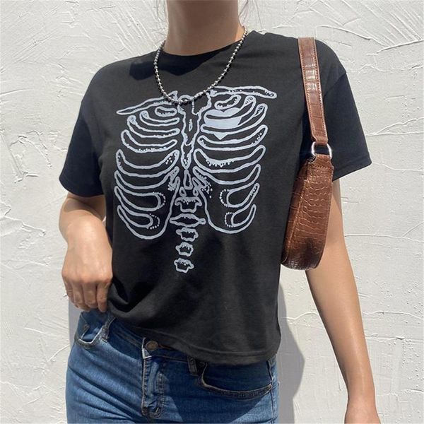 women's t-shirt y2k women dark sternum print short sleeve loose round neck casual graphic tees, White
women's t-shirt y2k women dark sternum print short sleeve loose round neck casual graphic tees, White