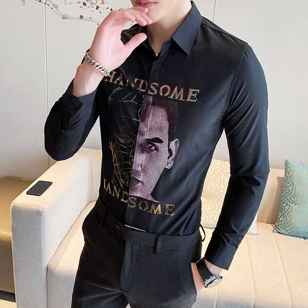 designer shirts men long sleeve print casual men dress shirts camisa masculina formal streetwear social blouse homme 210527, White;black
designer shirts men long sleeve print casual men dress shirts camisa masculina formal streetwear social blouse homme 210527, White;black