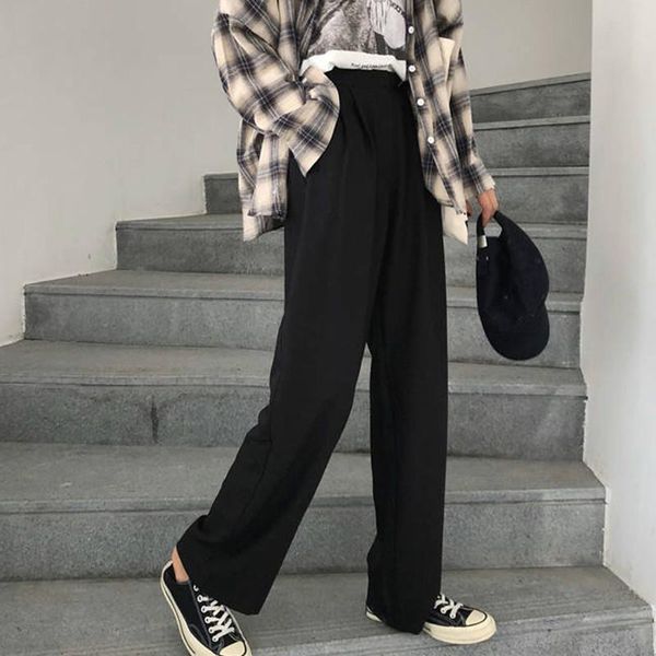 summer women wide legged floor pants high waist loose drape small suit straight casual arrival women's & capris, Black;white
summer women wide legged floor pants high waist loose drape small suit straight casual arrival women's & capris, Black;white